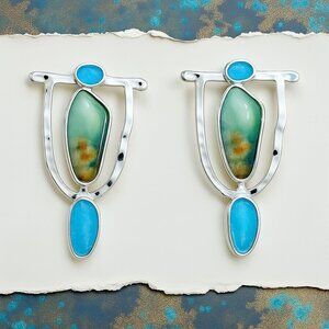 Vintage Style Boho Chic Resin Silver Plated Alloy Fashion Trendy Style Earrings